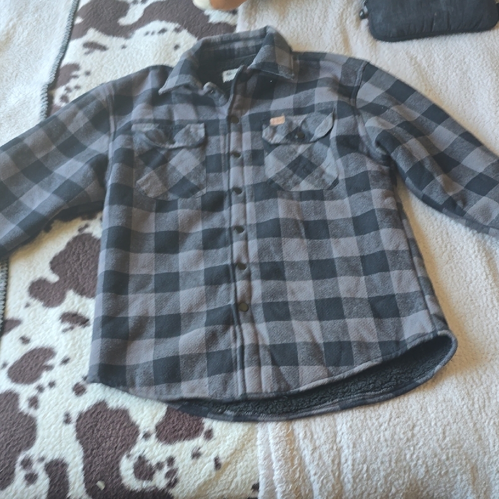 Black/grey Matix Plaid Button-Up Shirt - Small